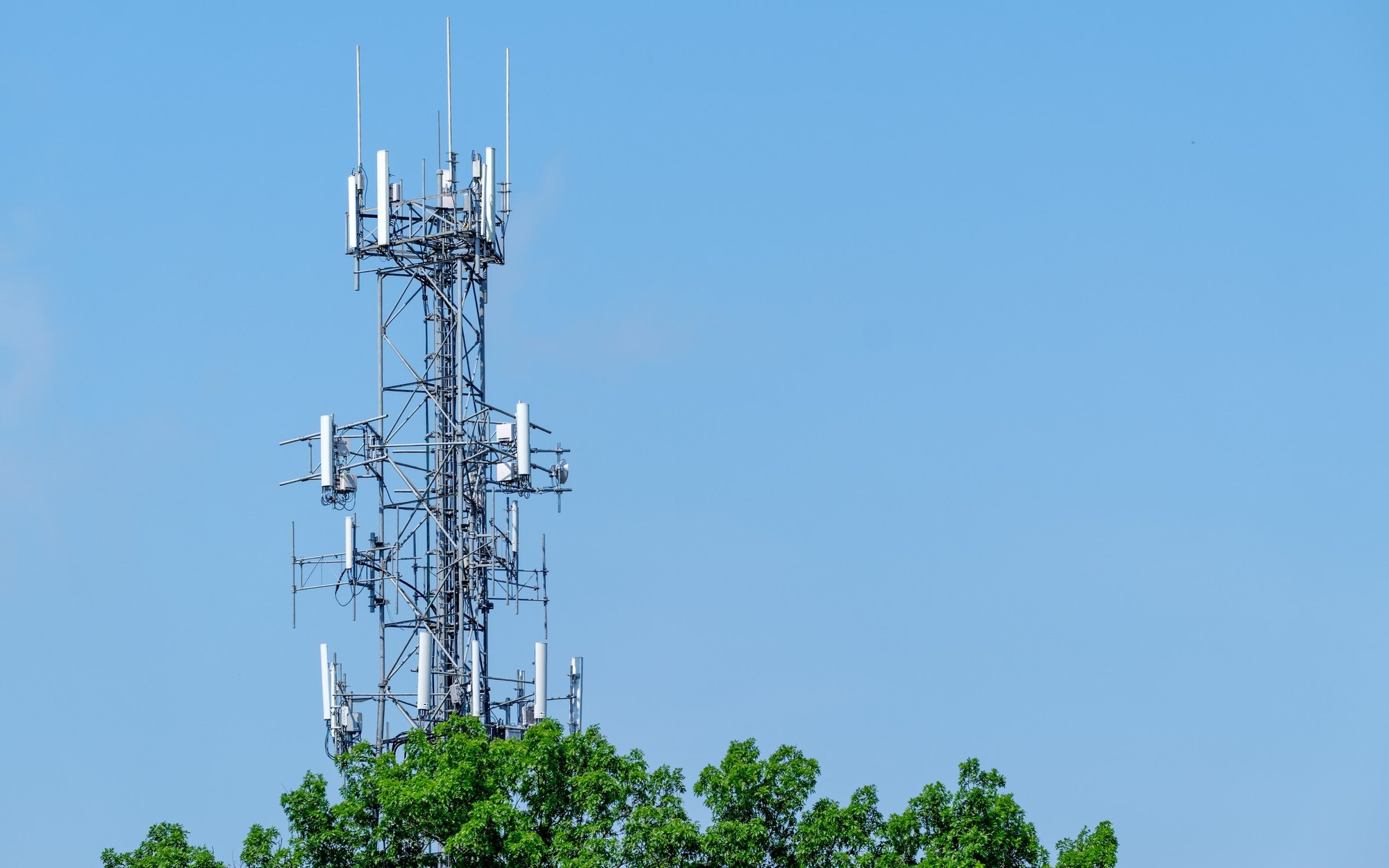 Cellular network tower serving a remote area, backed by lithium storage